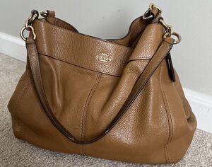 Coach Lexy Shoulder Bag Brown Pebbled Leather F28997 Triple Compartment Tag